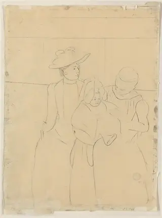 In the Omnibus [verso], by Mary Cassatt, 1890