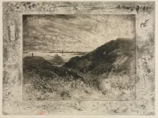 The Cliff: Bay of Saint-Malo, by Félix-Hilaire Buhot, 1888