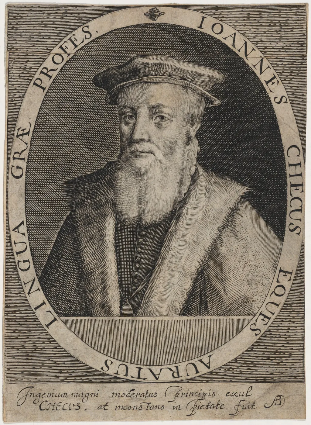 Sir John Cheke, Tutor to Edward VI, by Willem de Passe, ink, 1620