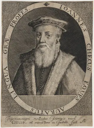 Sir John Cheke, Tutor to Edward VI, by Willem de Passe, ink, 1620