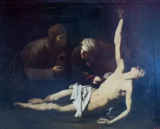 St Sebastian Cured by St Irene, by Jusepe de Ribera, oil, 1628