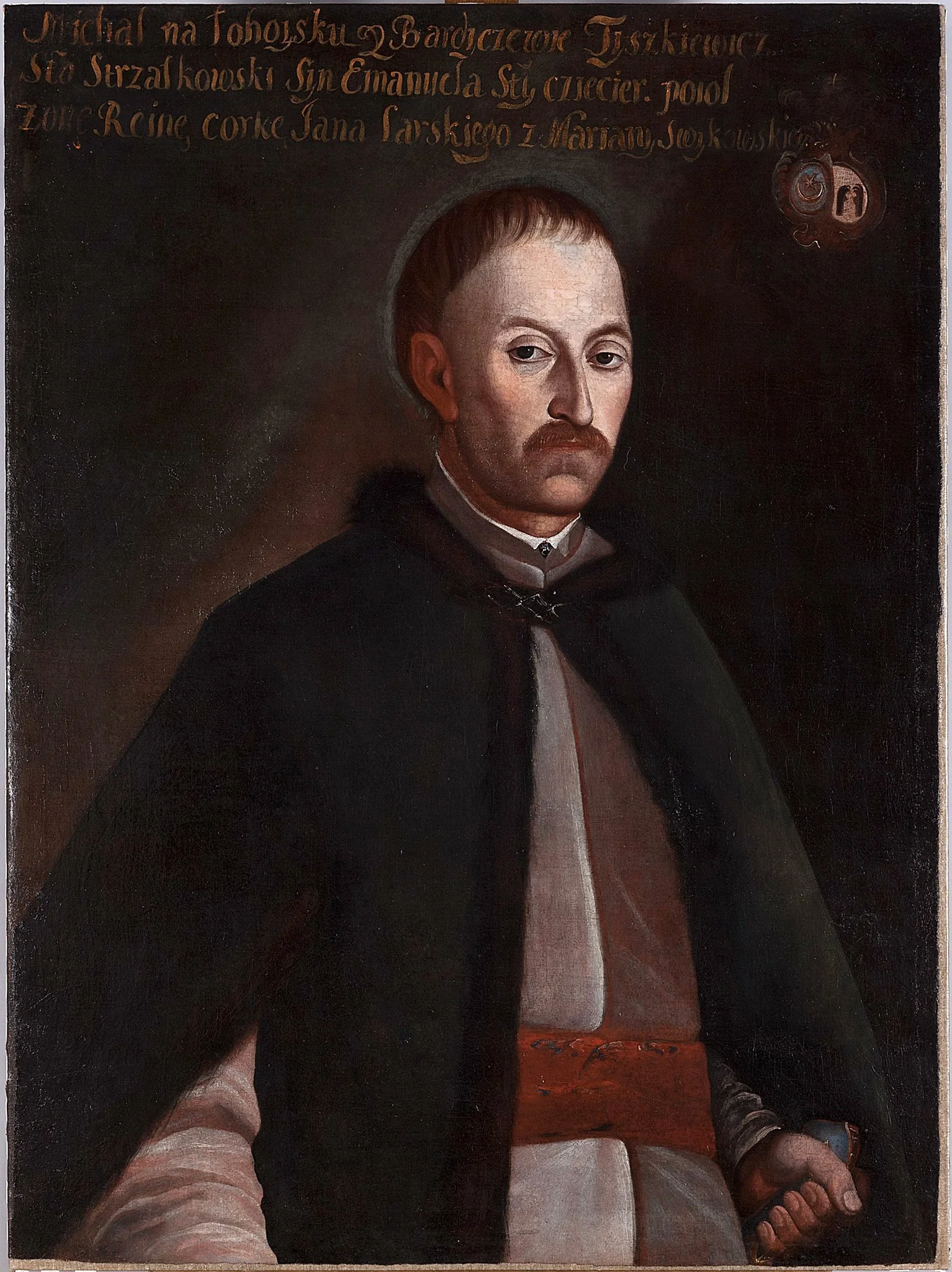 Portrait of Michał Tyszkiewicz, Leliwa coat of arms (?–after 1762), starosta of Strzałków, detail