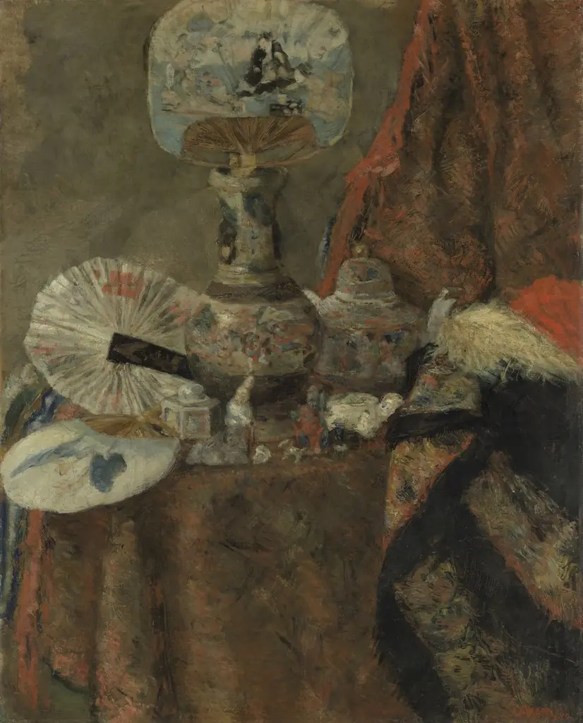 Still Life with chinoiseries, by James Ensor, oil, 1890