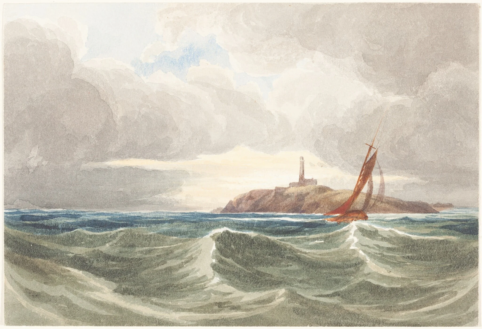 Seascape with Lighthouse, detail