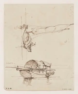 Two drawings of Tanka boats, by George Chinnery, 10