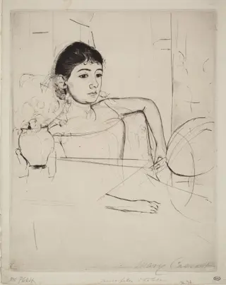 Mimi as a Brunette, by Mary Cassatt, ink, 1889
