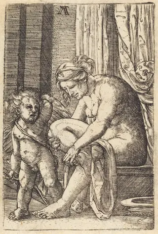 Venus after the Bath, by Albrecht Altdorfer, ink, 1528