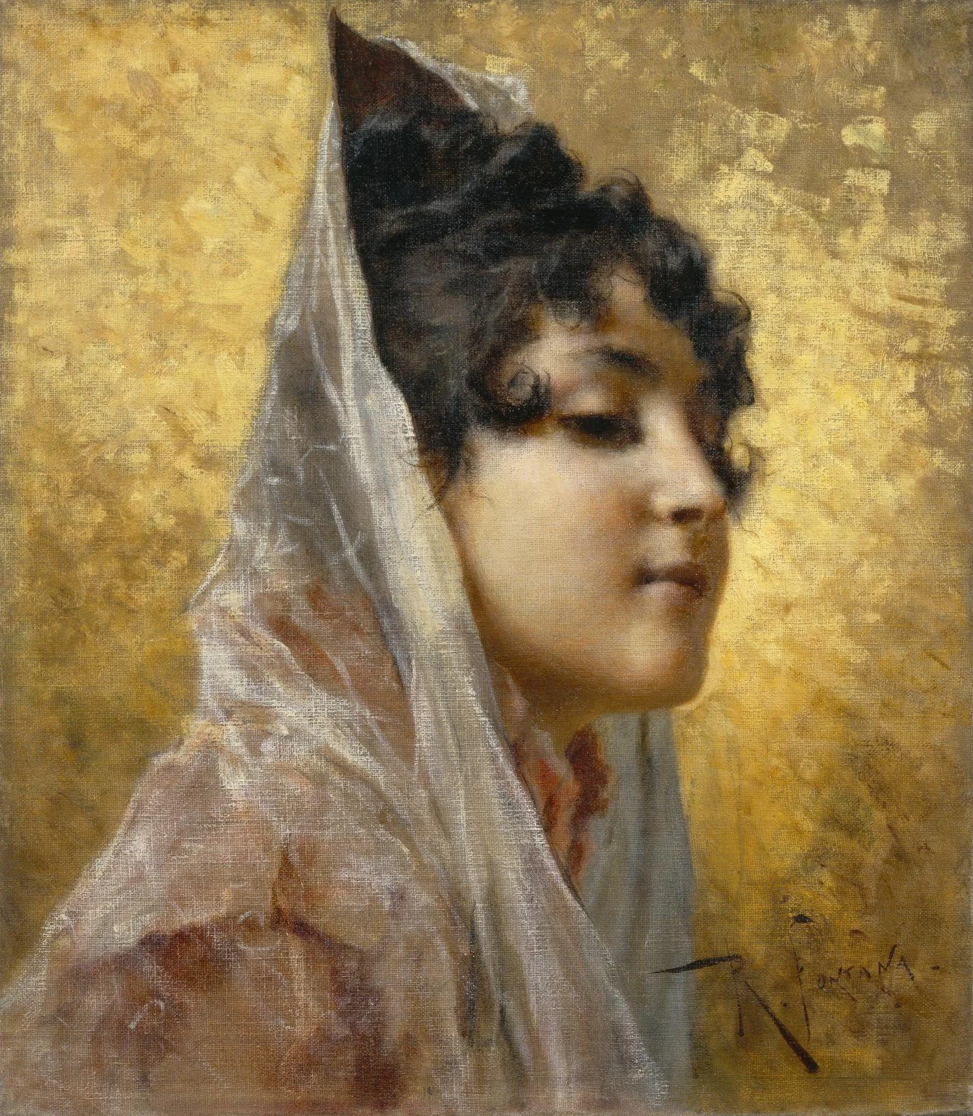Portrait of a Woman in Profile, detail