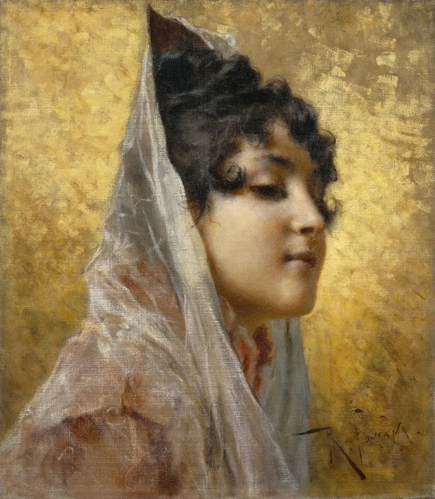 Portrait of a Woman in Profile, by Roberto Fontana, oil, 1894