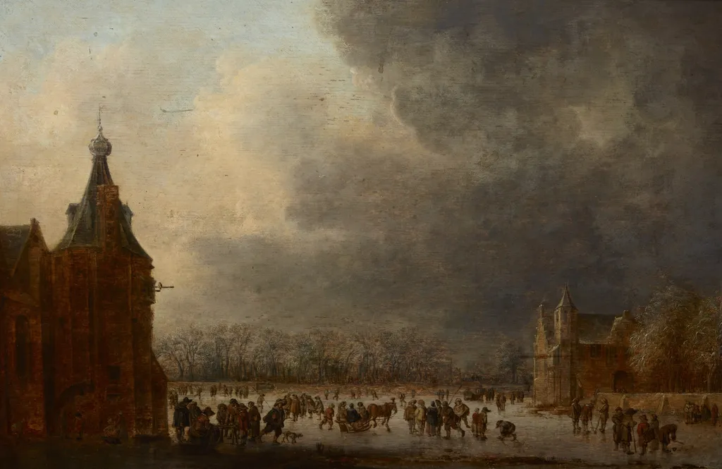 At the Rink, by Jan van Goyen, oil, 1640