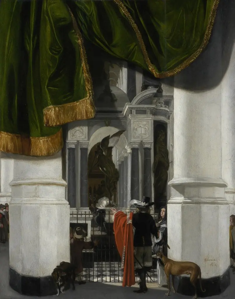 Interior of the Nieuwe Kerk in Delft with the Tomb of William the Silent, by Emanuel de Witte, oil, 1653