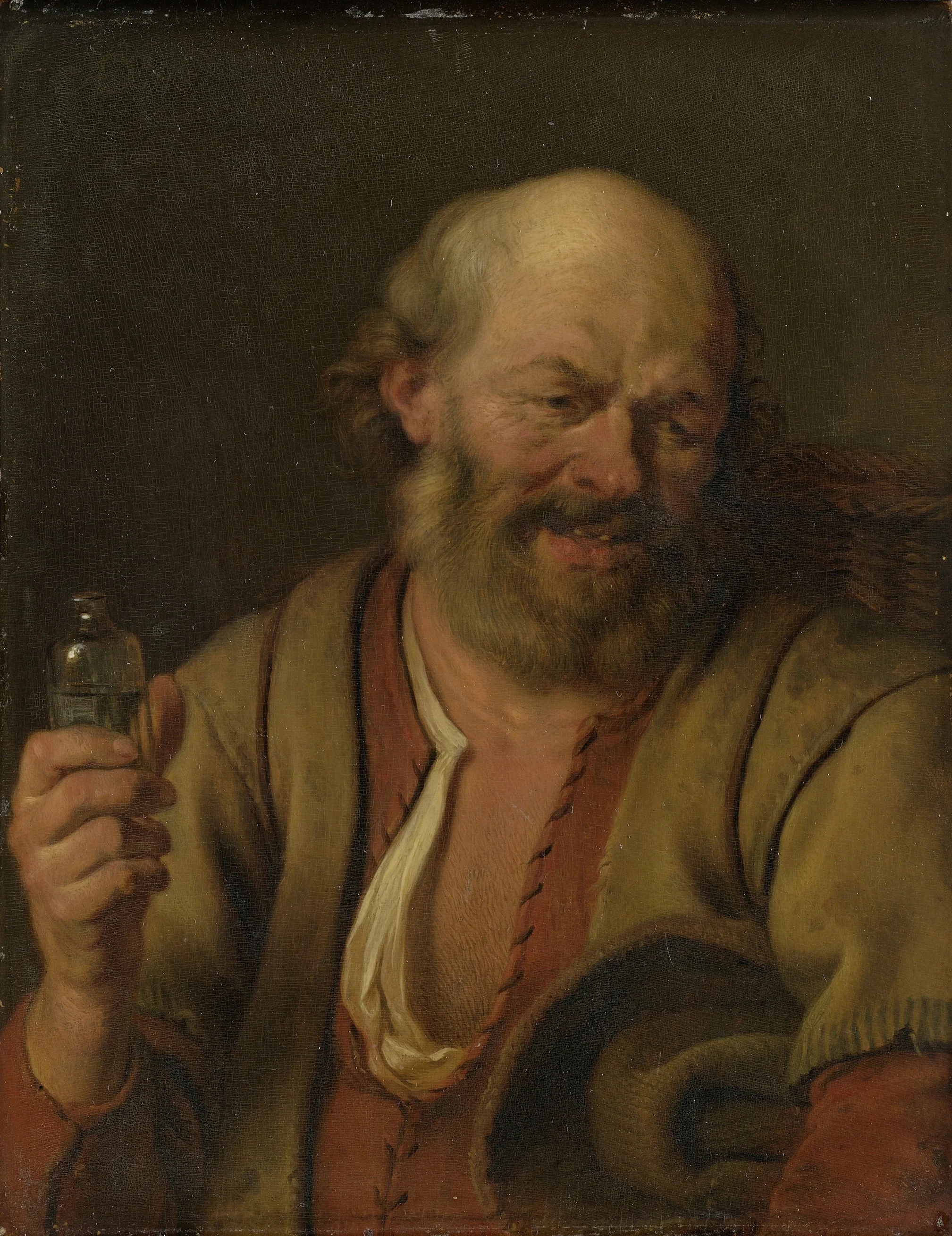 A man with a drinking vial, detail