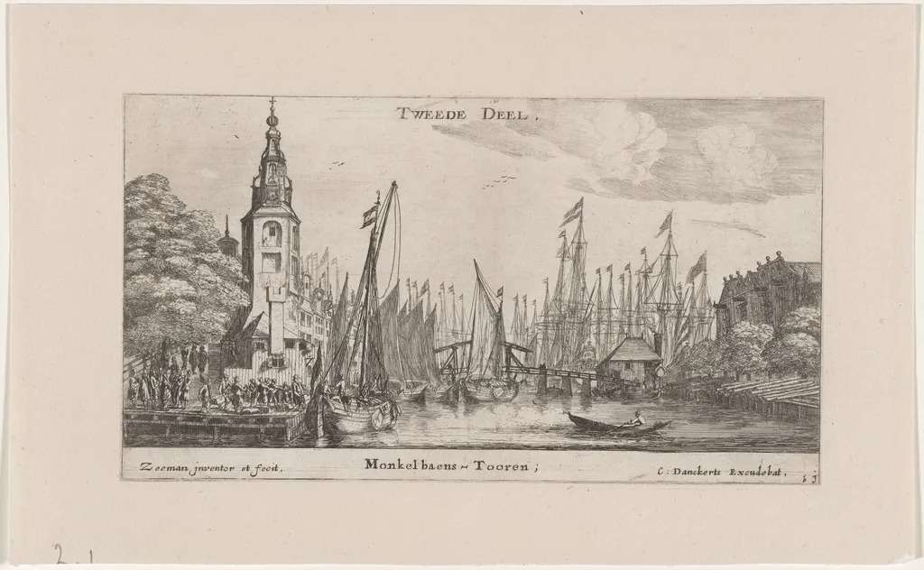 The Montalbans Tower in Amsterdam, by Nooms, called Zeeman, Reinier, ink, 1653