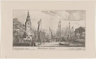 The Montalbans Tower in Amsterdam, by Nooms, called Zeeman, Reinier, ink, 1653