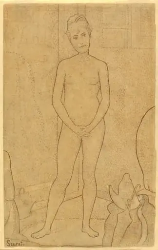 Study after "The Models", by Georges Seurat, ink