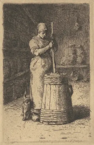 The Churner (La Baratteuse), by Jean François Millet, ink, 1855