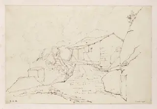 A small building on a rocky hillside, Macau, by George Chinnery, 19