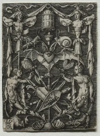 Ornament Design with a Bat in the Center, by Heinrich Aldegrever, 1550