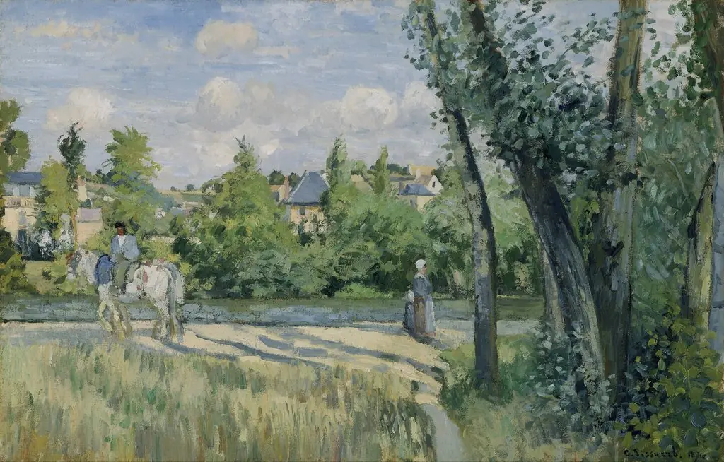 Sunlight on the Road, Pontoise, by Camille Pissarro, oil, 1874