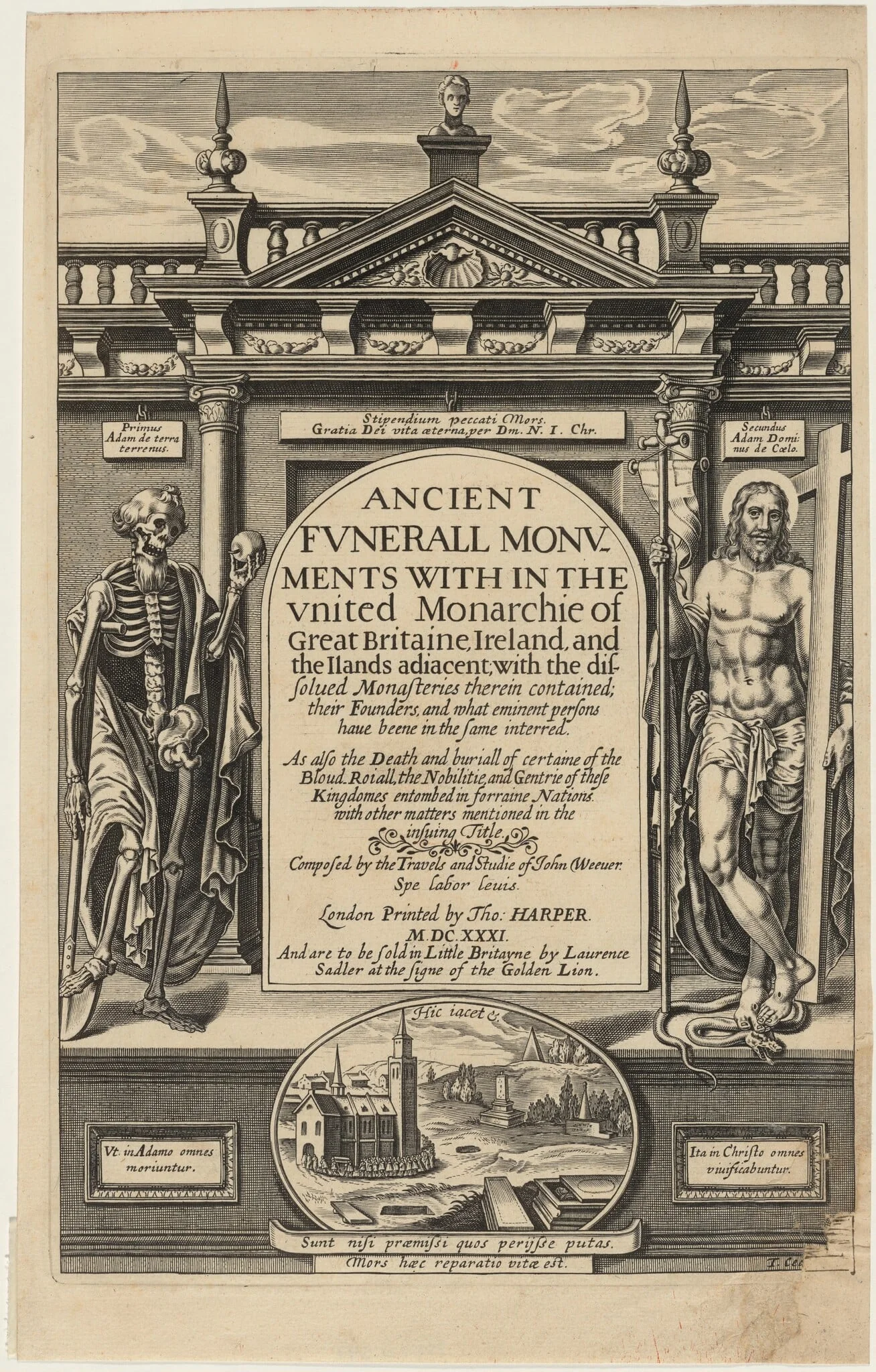 Title Page to John Weever, Ancient Funeral Monuments, detail