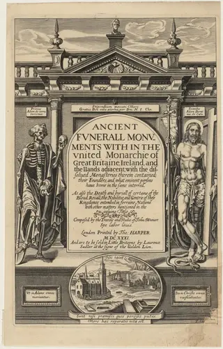 Title Page to John Weever, Ancient Funeral Monuments, by Thomas Cecil, ink, 1631
