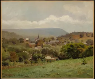Delaware Water Gap Village, by Louis Eilshemius, oil, 1894