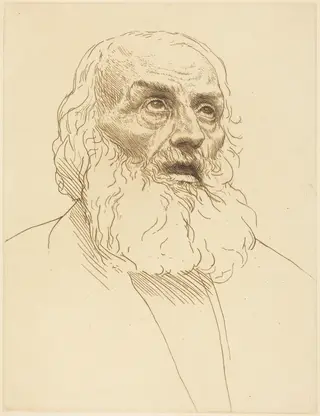 Study of an Old Man (Etude de vieillard), by Alphonse Legros, ink, 1874