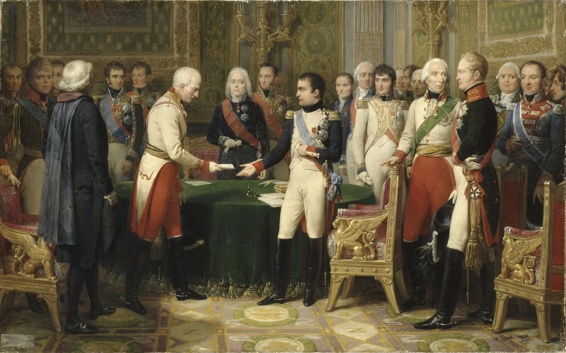 Napoleon I receiving Baron Vincent, the Austrian Ambassador, at Erfurt, 1808, detail
