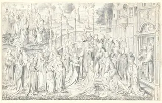 David and Bathsheba, by Jan van Roome, ink, 1515