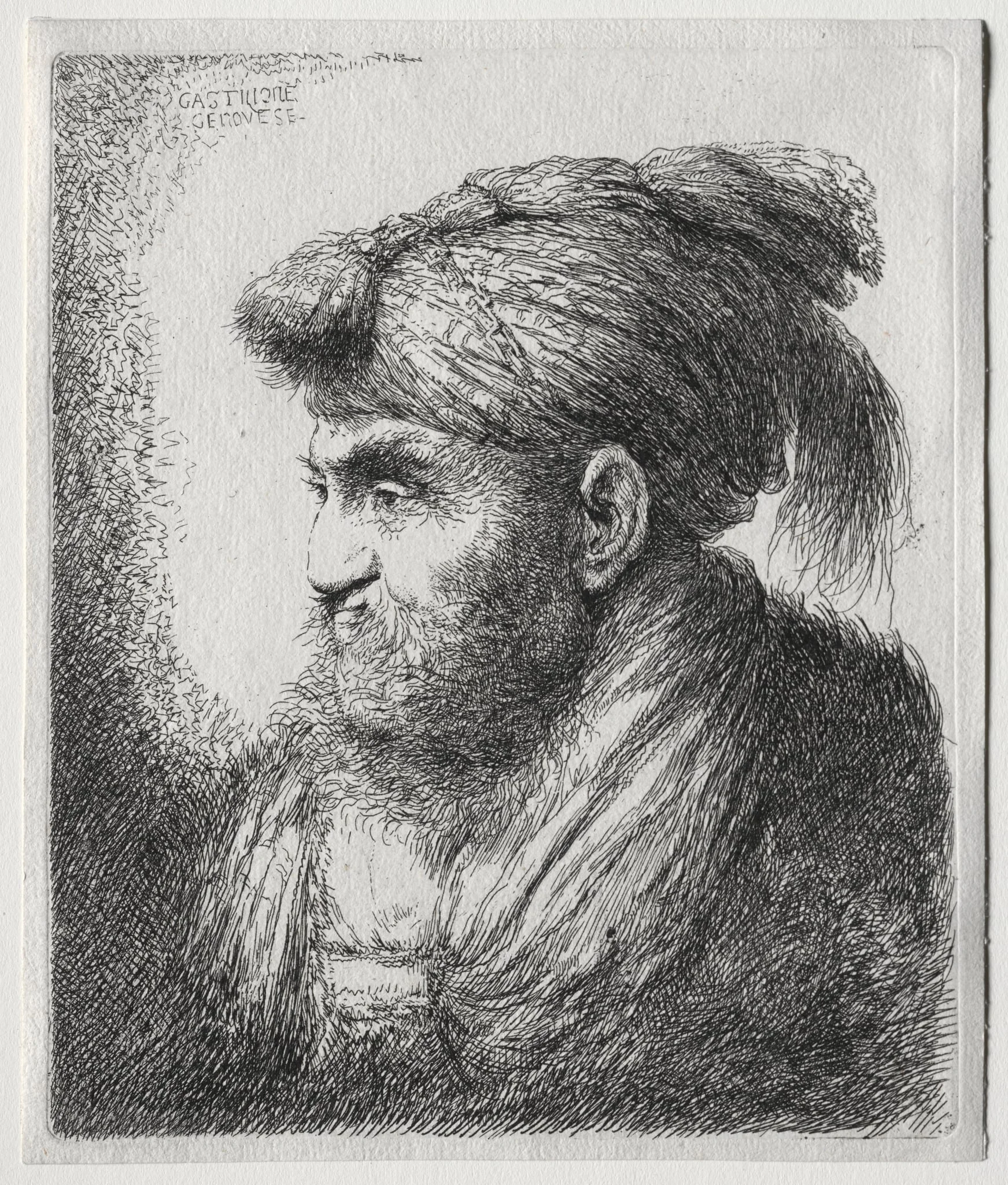 The Large Heads of Men in Oriental Headdress: A Man Nearly in Profile and Turned to Left, detail