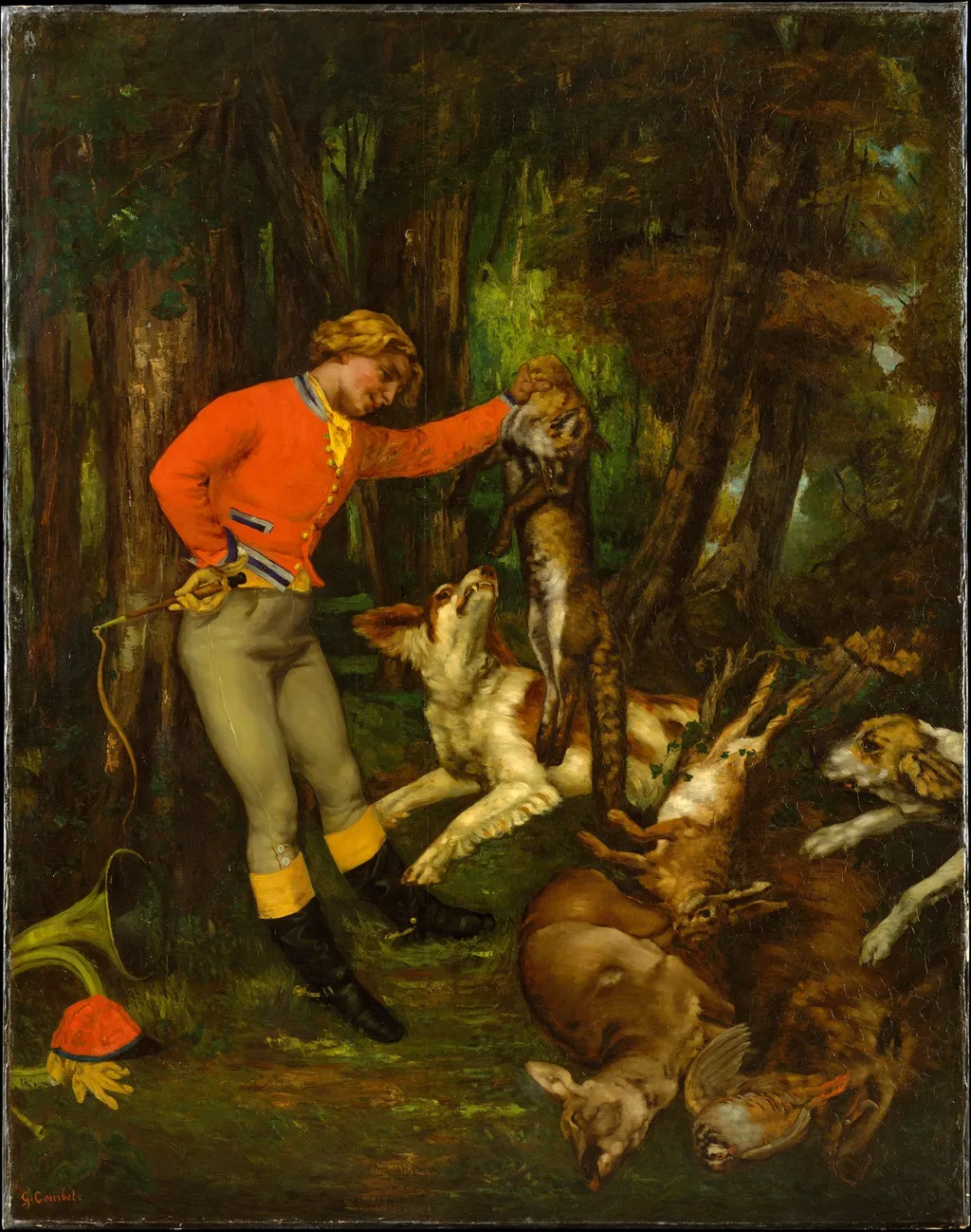 After the Hunt, by Gustave Courbet, oil, 1859