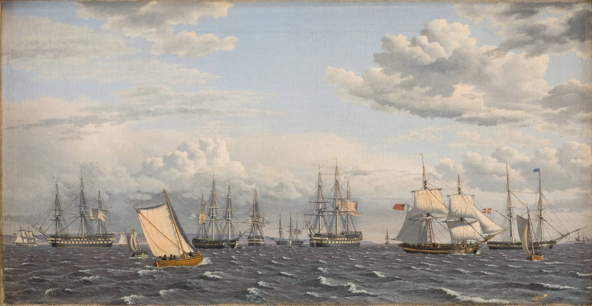 A Russian Fleet at Anchor near Elsinore, detail
