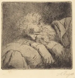 Sleeping Beggar (Mendiant endormi), by Alphonse Legros, ink, 1874