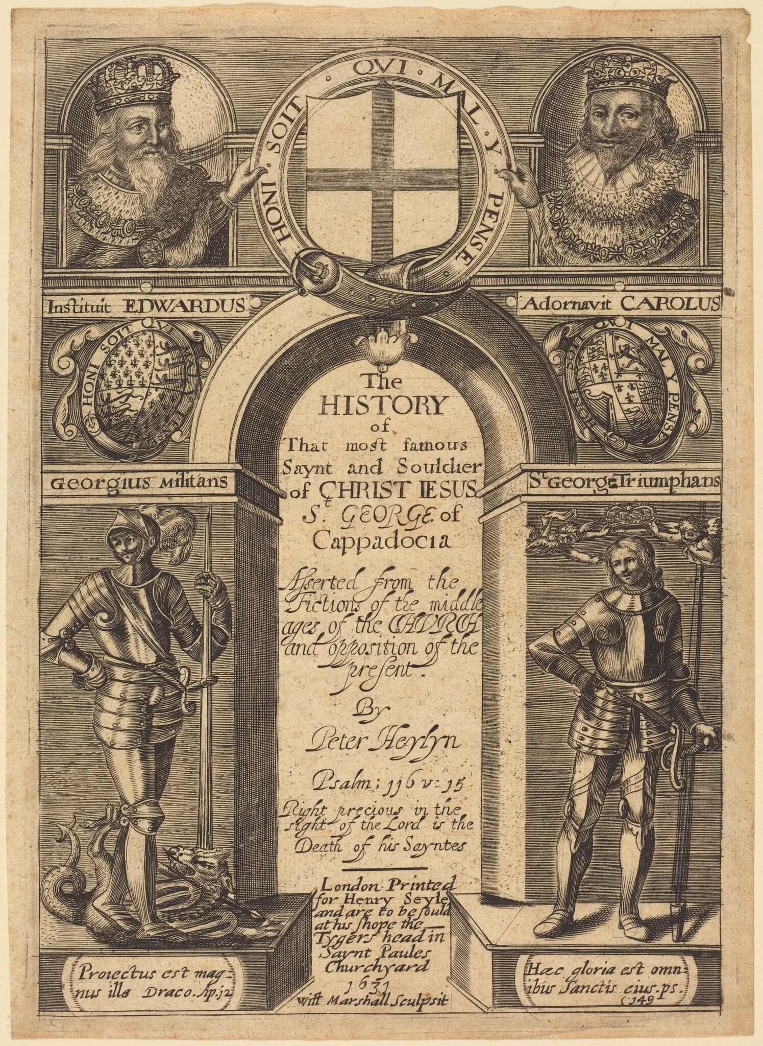 Frontispiece for Peter Heylyn's "The History of St. George of Cappadocia", detail