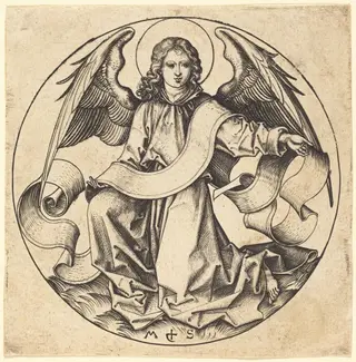 The Angel of Saint Matthew, by Martin Schongauer, ink, 1490