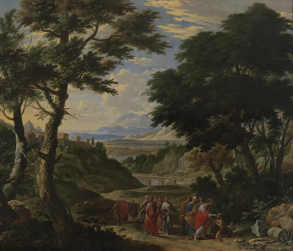 Christ Healing the Blind Man at Jericho, by Gaspar de Witte, oil, 1671