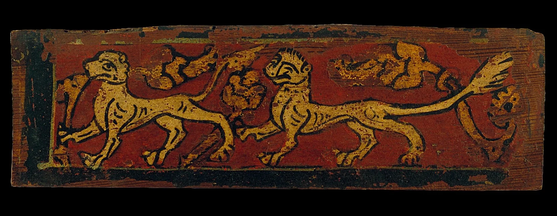 Small coffered ceiling panel with fantastic animals, detail