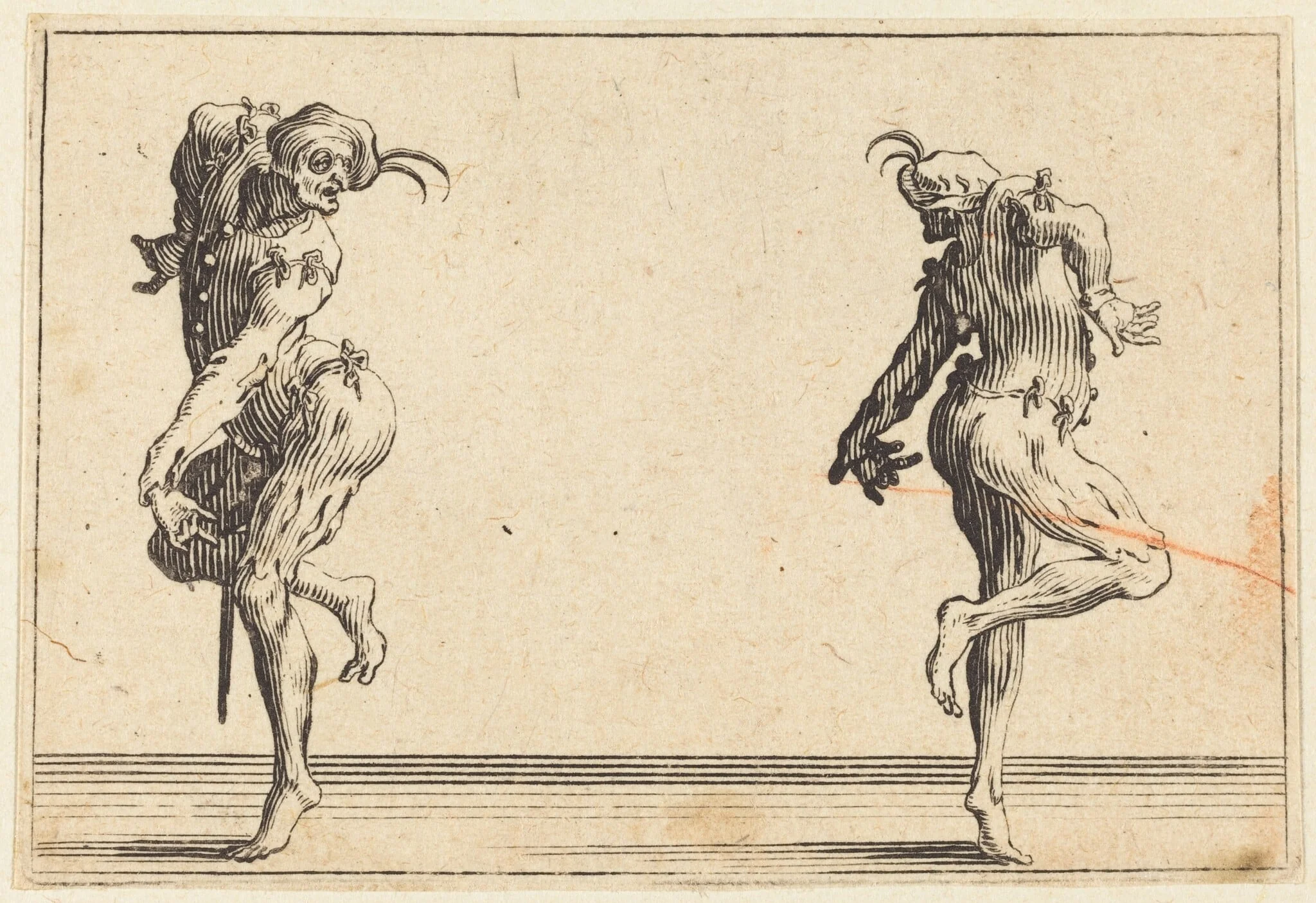 Two Pantaloons Dancing, detail
