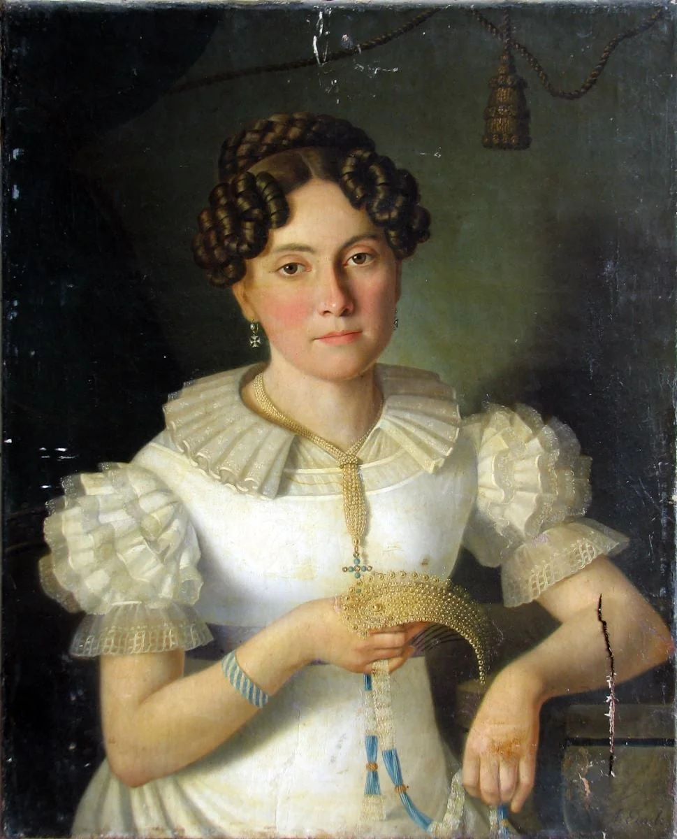 Prințesa Maria Ludovika Wilhelmine von Bayern (în registrul inventar: Portret de femeie), detail