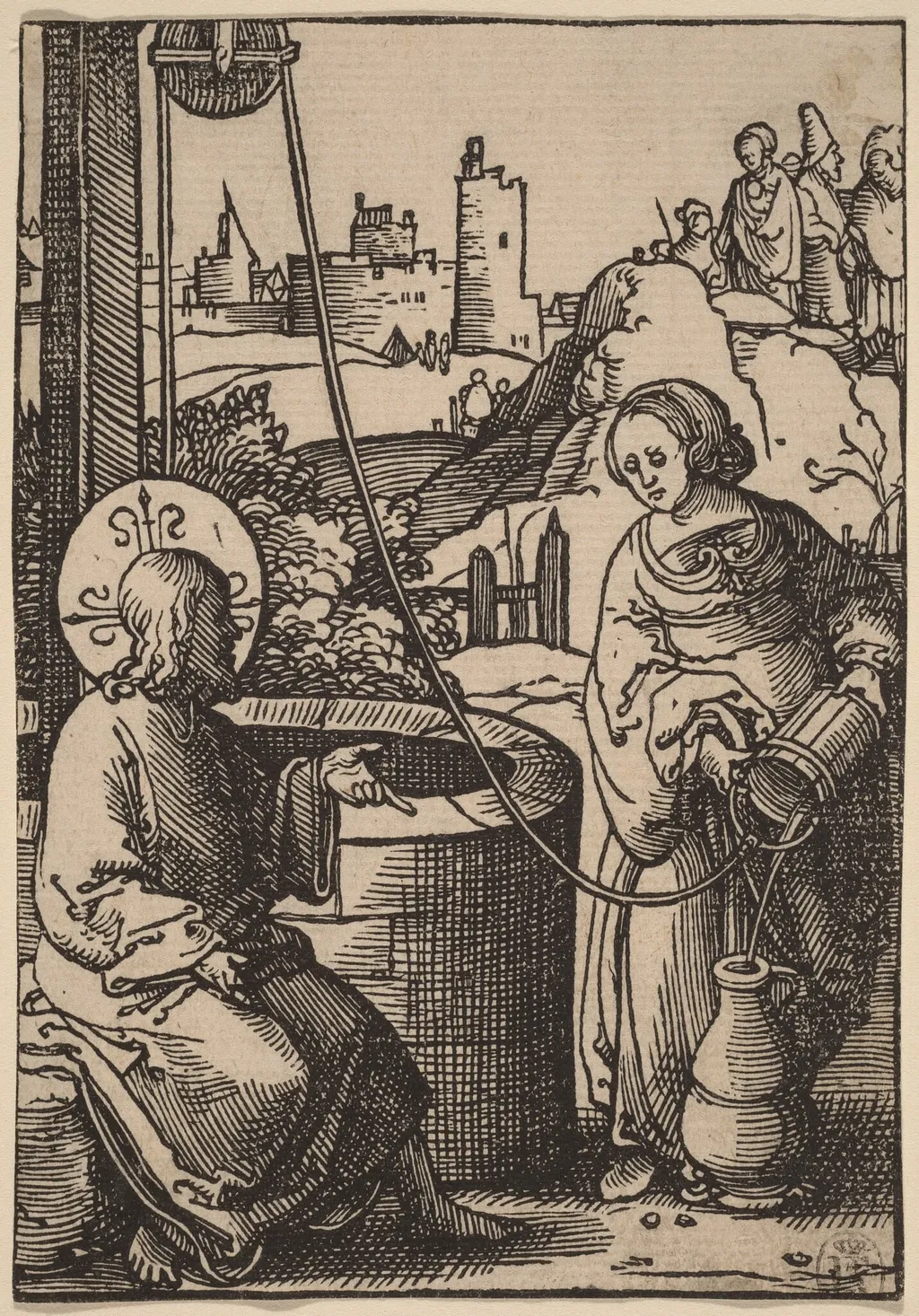 Christ and the Woman of Samaria, by Lucas van Leyden, ink, 1522