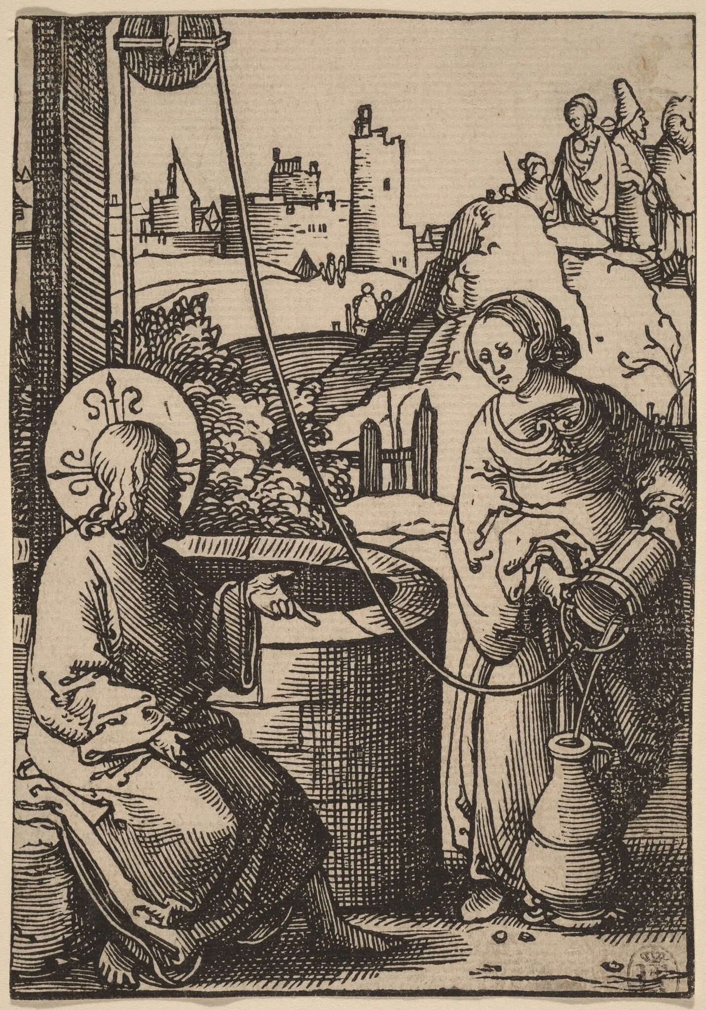 Christ and the Woman of Samaria, detail