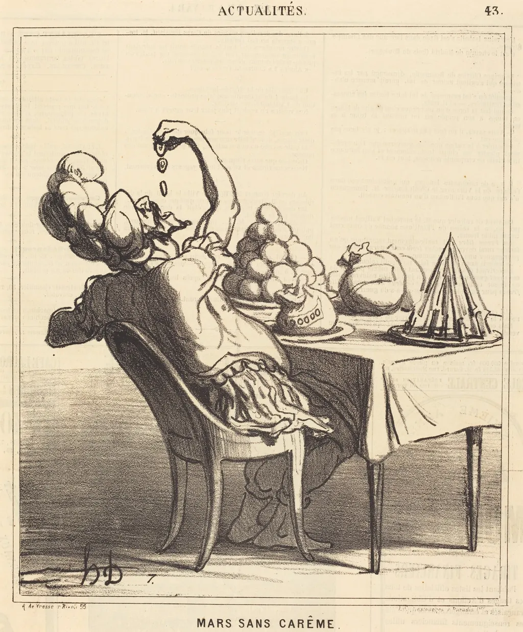 Mars sans carême, by Honoré Daumier, ink, 1869