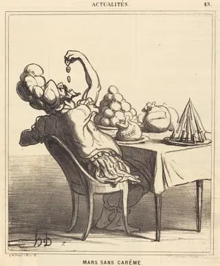 Mars sans carême, by Honoré Daumier, ink, 1869