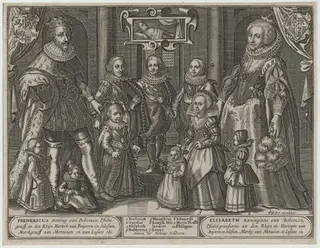 Frederick V, King of Bohemia, Elizabeth and Their Family, by Claes Jansz Visscher, ink, 1619