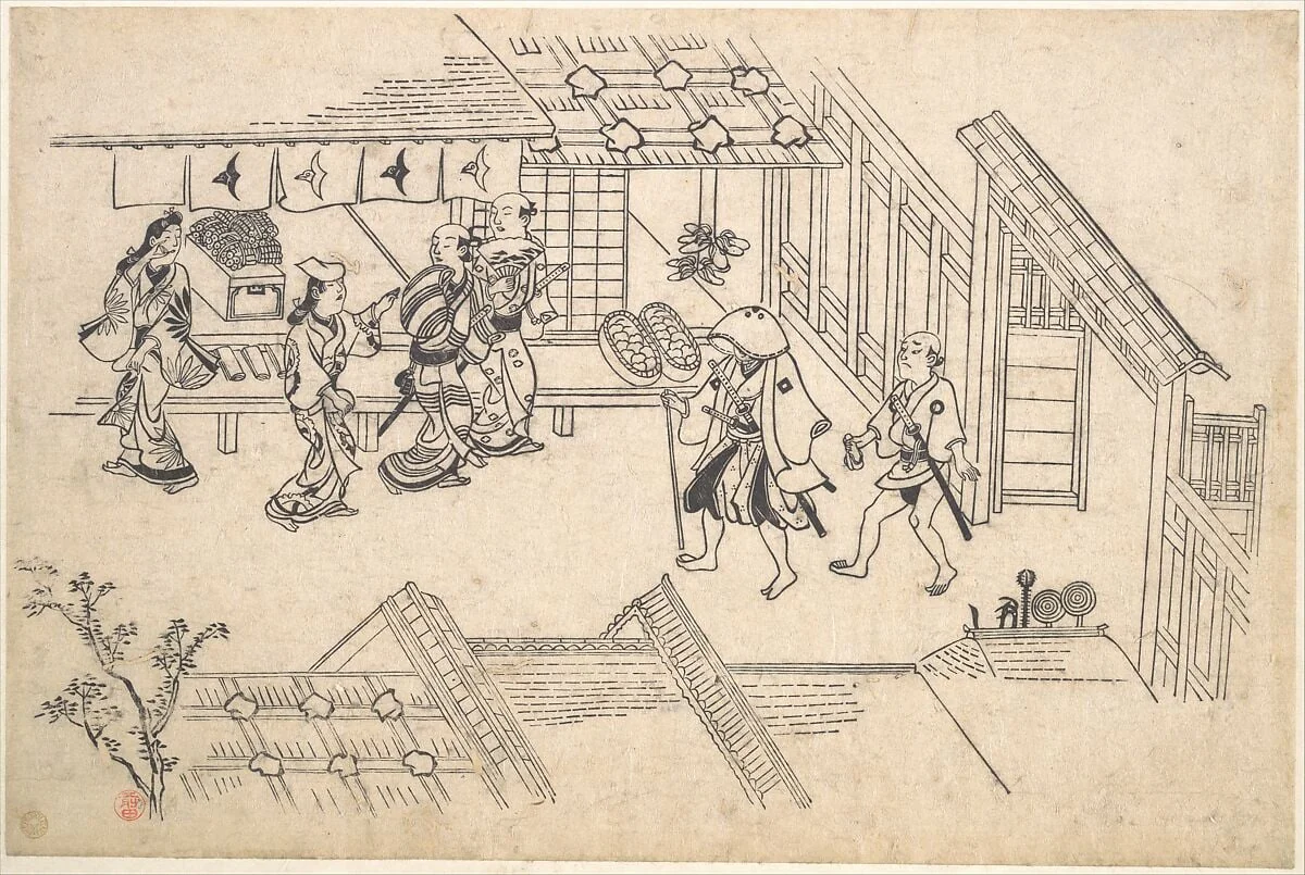 よしわらの躰 揚屋町入り口|The Entrance to Ageya-machi, from the series Scenes in the Yoshiwara (Yoshiwara no tei), detail