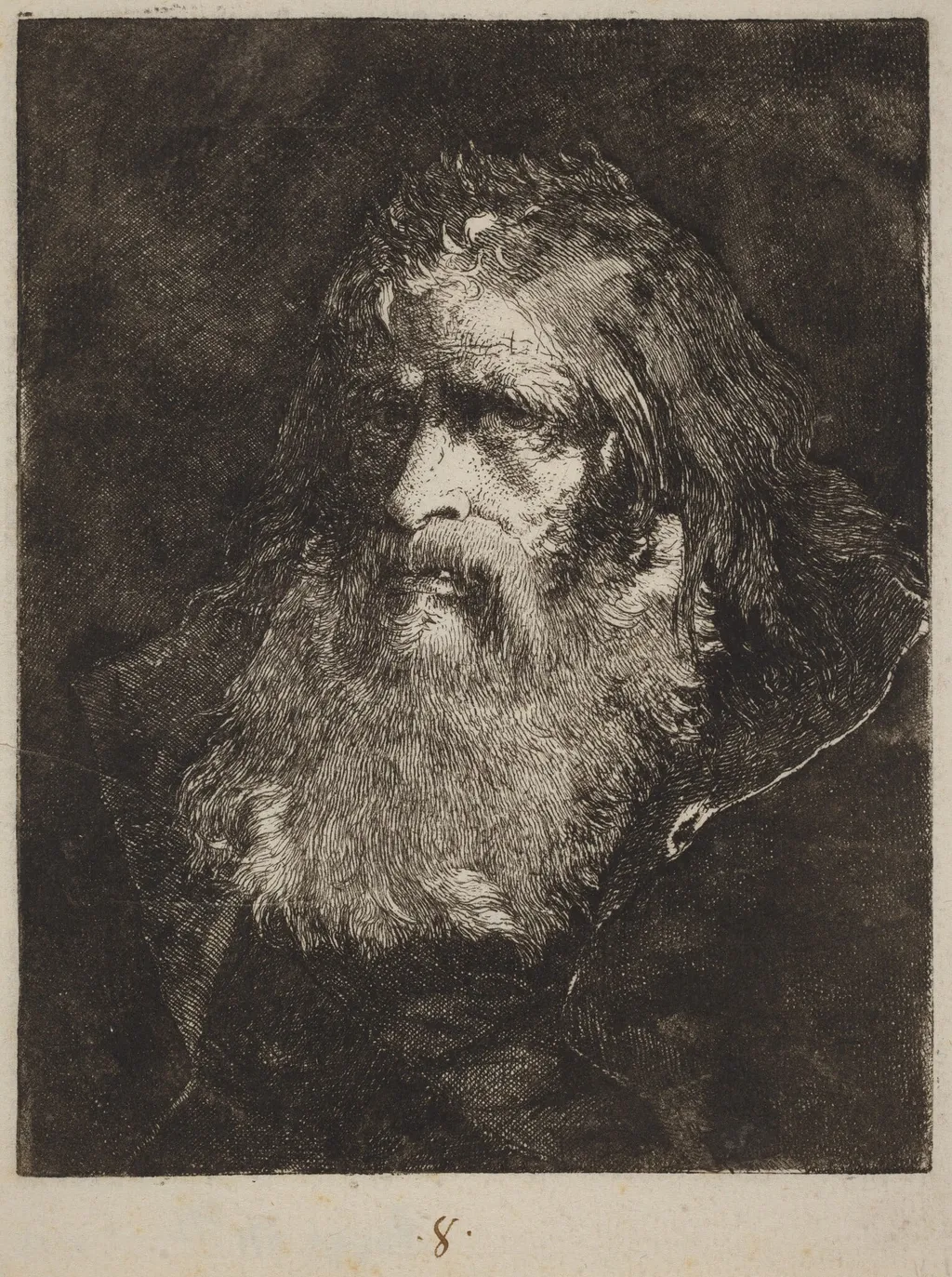 Old Man with Bare Head, by Giovanni Domenico Tiepolo, ink, 1762