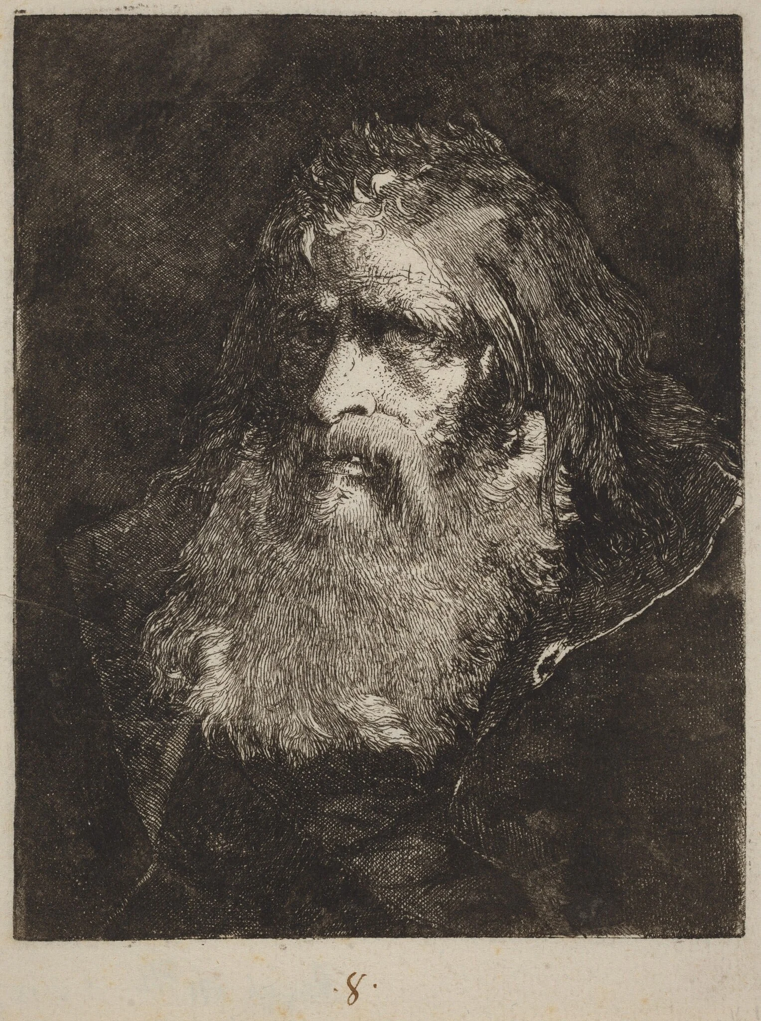 Old Man with Bare Head, detail