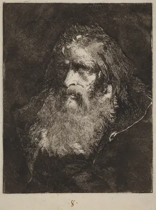 Old Man with Bare Head, by Giovanni Domenico Tiepolo, ink, 1762