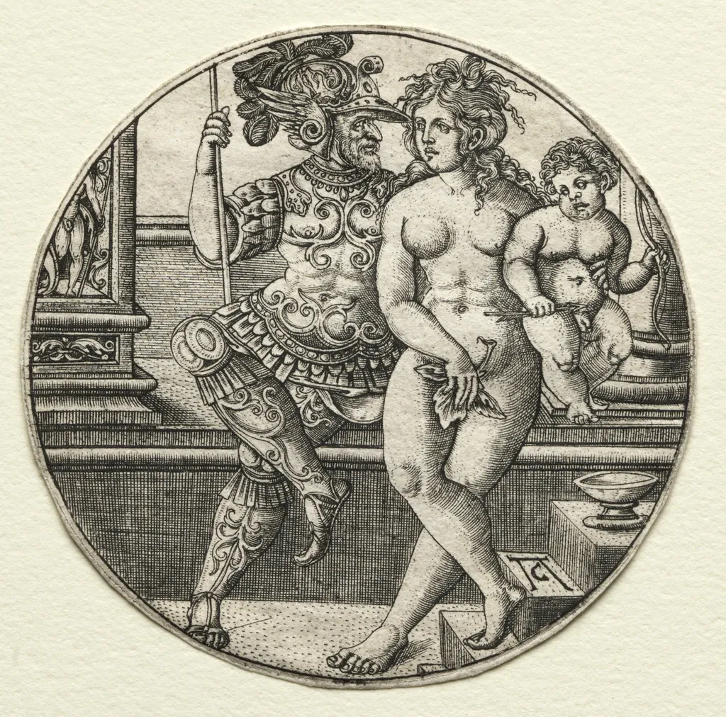 Mars, Venus, and Cupid, by Allaert Claesz, 1524