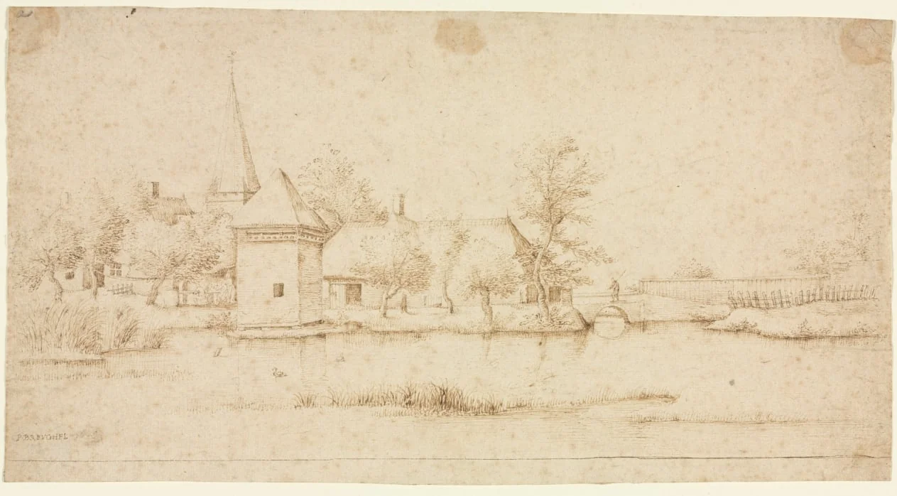 Landscape with a Moated Village, detail